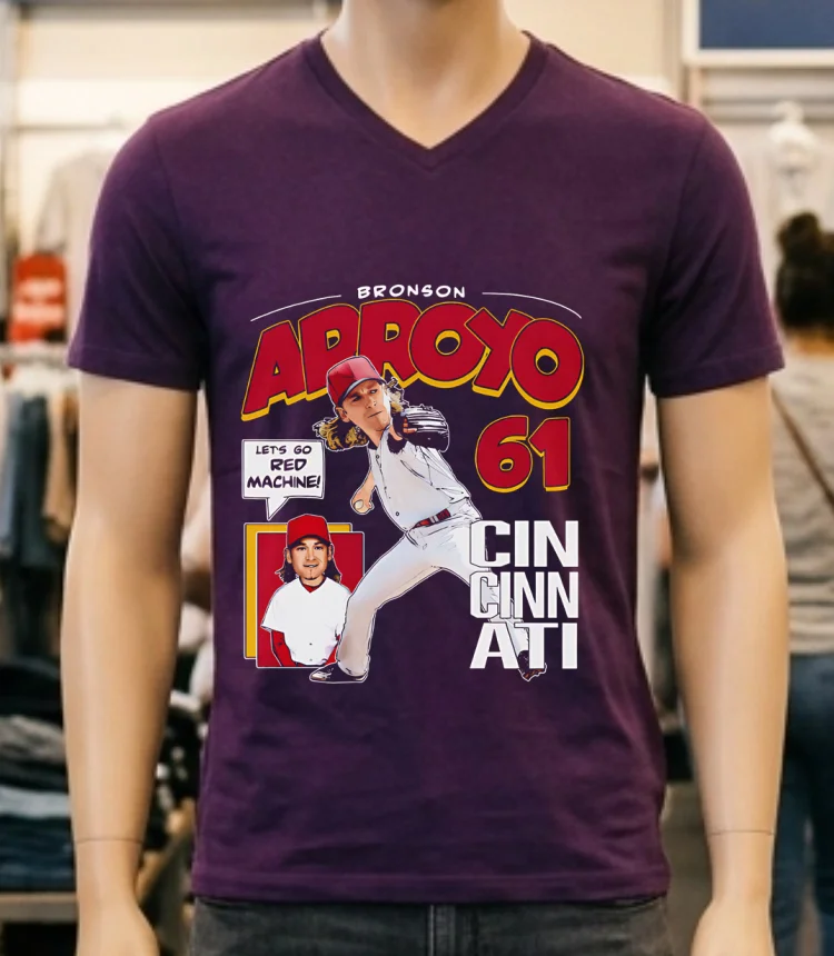 Bronson Arroyo Cincinnati Comic 61 Shirt - purple-shirt Bronson Arroyo Cincinnati Comic 61 Shirt Purple Shirt