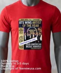 Bts Wins Artist Of The Year 2026 Amas T Shirt Red Shirt
