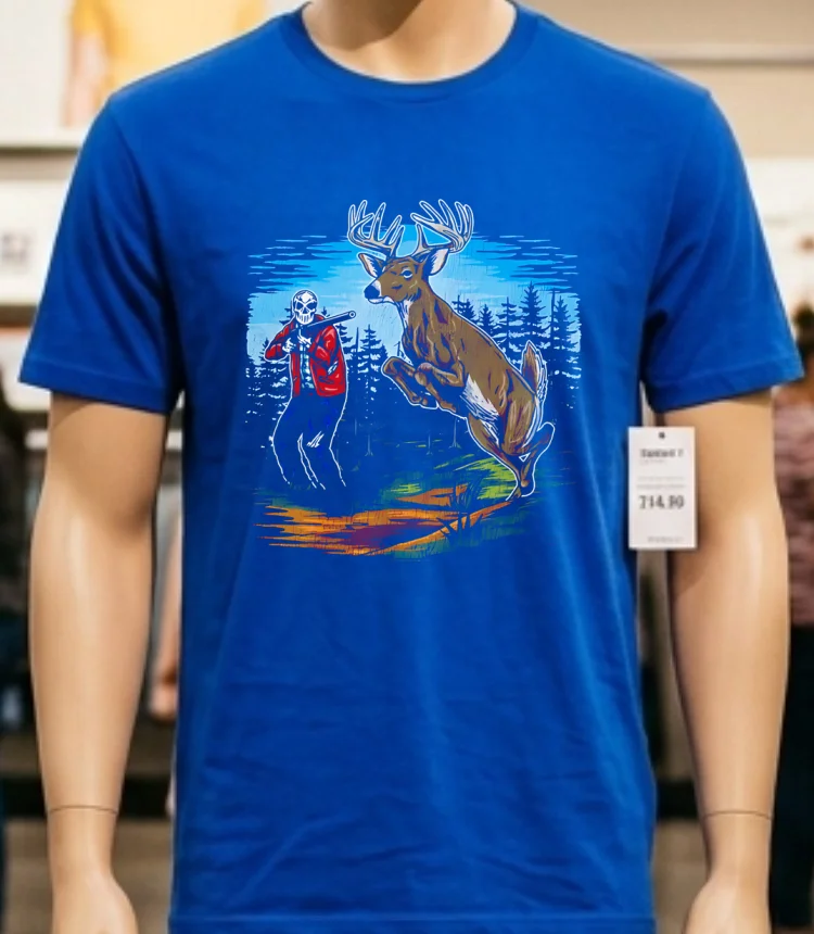 Buck Stops Here Hunter Skeletons Shirt - blue-shirt Buck Stops Here Hunter Skeletons Shirt Blue Shirt