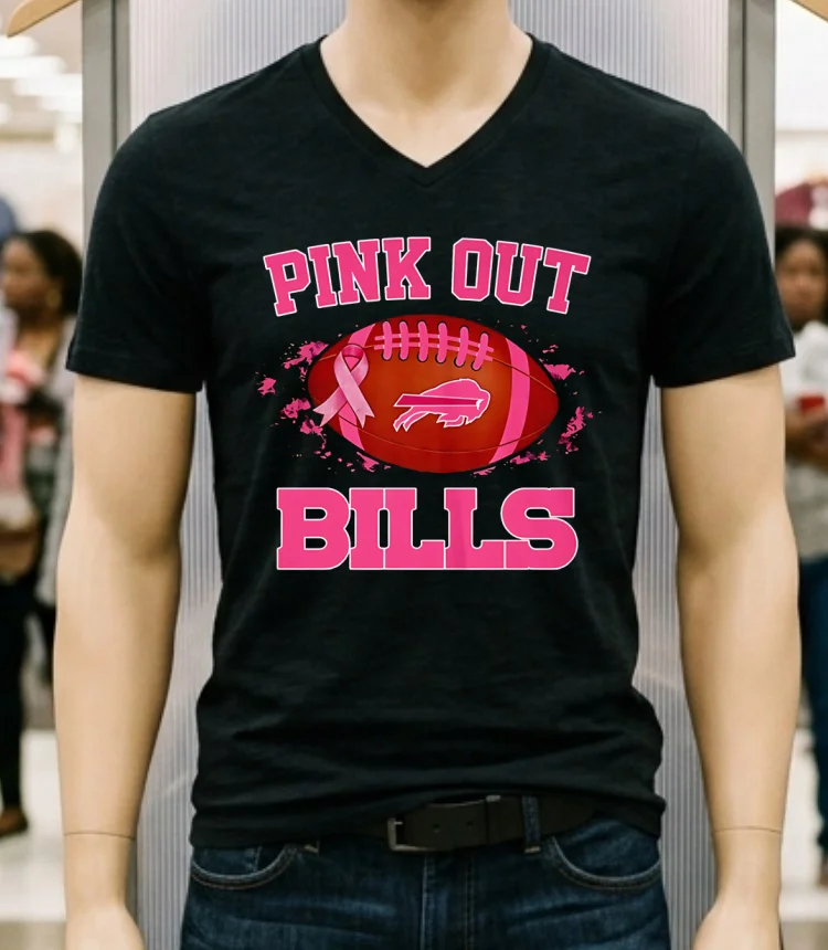 Buffalo Bills Pink Out Ball Shirt Balck Shirt 1