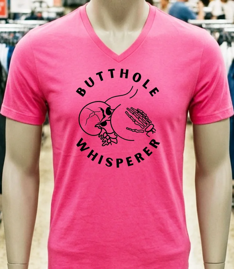 Butthole Whisperer Skeleton Shirt - pink-t-shirt Butthole Whisperer Skeleton Shirt Pink T Shirt