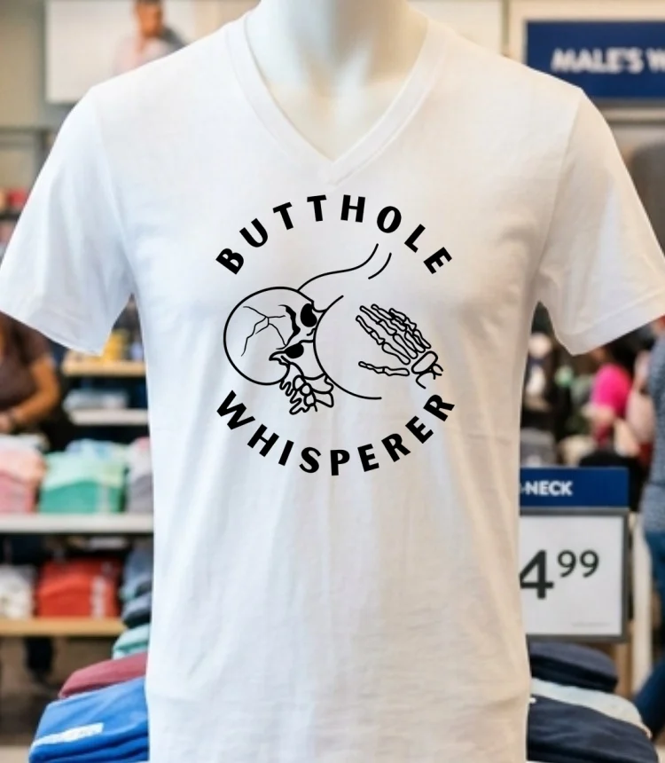 Butthole Whisperer Skeleton Shirt - white-t-shirt Butthole Whisperer Skeleton Shirt White T Shirt 1