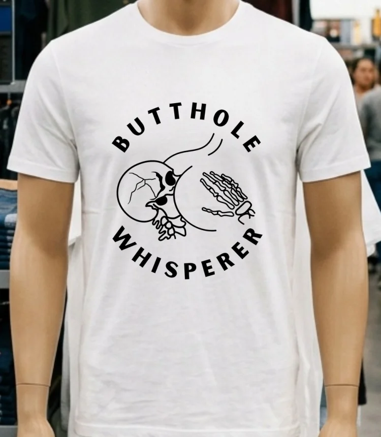 Butthole Whisperer Skeleton Shirt - white-t-shirt Butthole Whisperer Skeleton Shirt White T Shirt 3