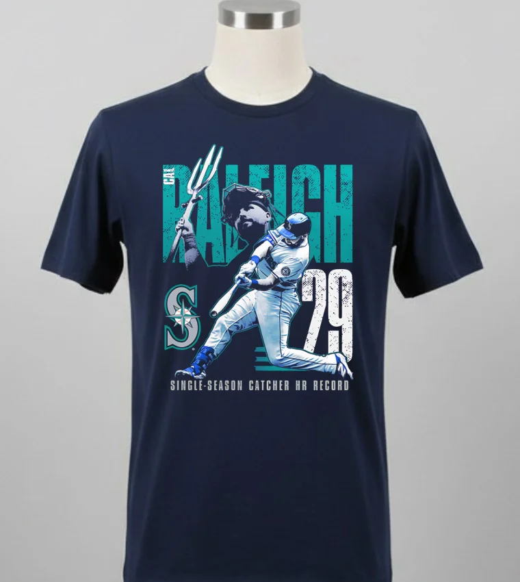 Cal Raleigh Seattle Mariners Single Season Catcher Hr Record Shirt Balck Shirt