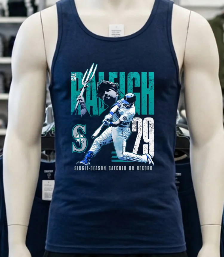 Cal Raleigh Seattle Mariners Single Season Catcher Hr Record Shirt - navy-shirt Cal Raleigh Seattle Mariners Single Season Catcher Hr Record Shirt Navy Shirt