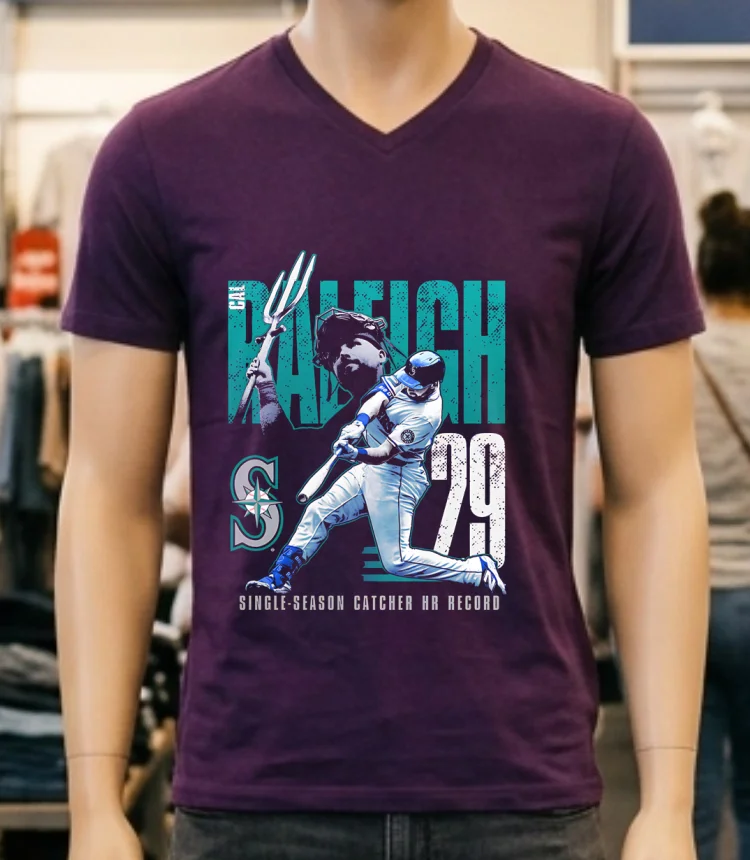 Cal Raleigh Seattle Mariners Single Season Catcher Hr Record Shirt - purple-shirt Cal Raleigh Seattle Mariners Single Season Catcher Hr Record Shirt Purple Shirt
