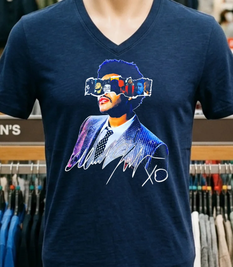Camiseta The Weeknd Huntrix K Pop Demon Hunter Fan Shirt Navy Shirt 1