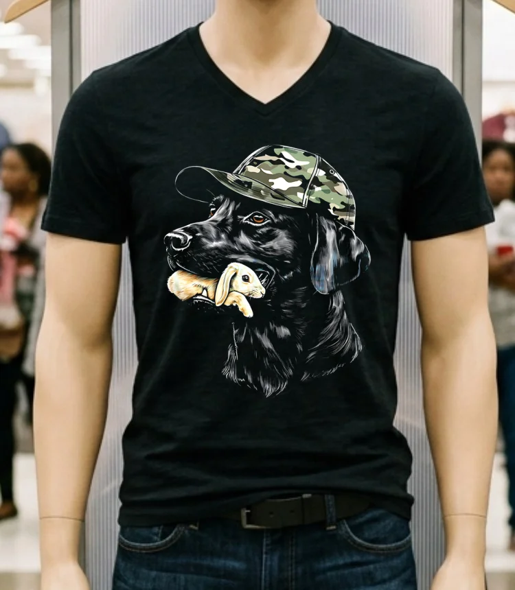 Camo Dog Hunting Rabbit Shirt - balck-shirt Camo Dog Hunting Rabbit Shirt Balck Shirt