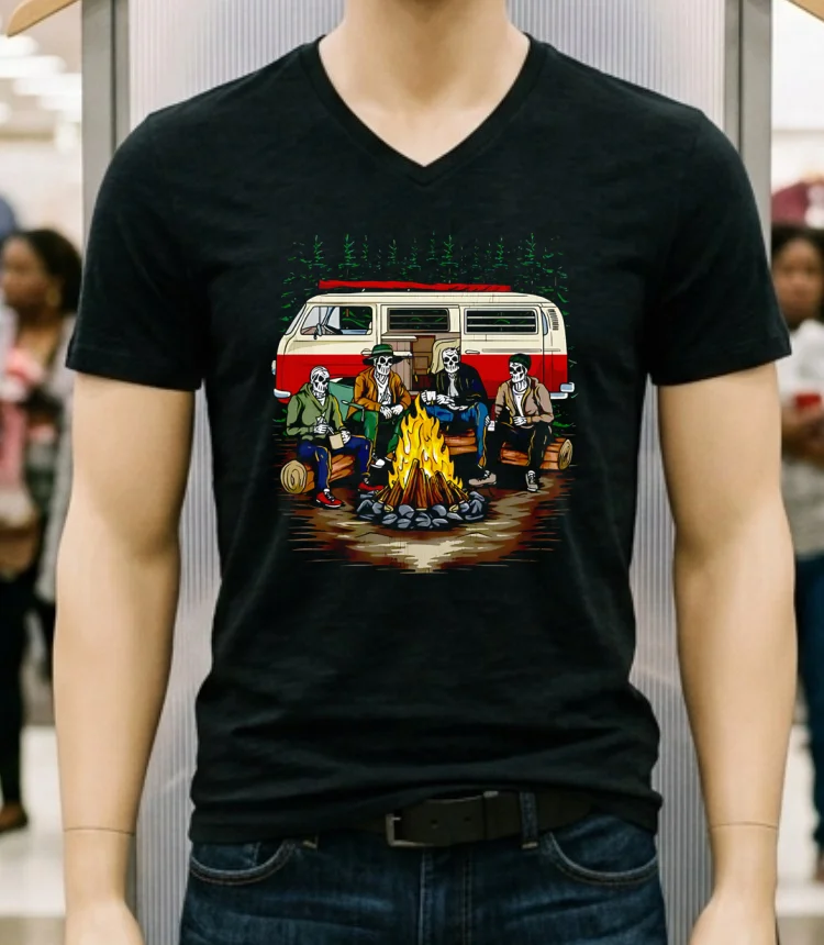 Camping Is In Tents Skeletons Shirt Balck Shirt 1