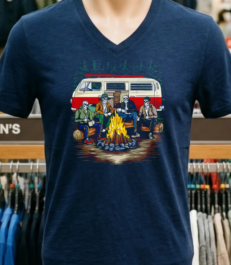 Camping Is In Tents Skeletons Shirt - navy-shirt Camping Is In Tents Skeletons Shirt Navy Shirt 1