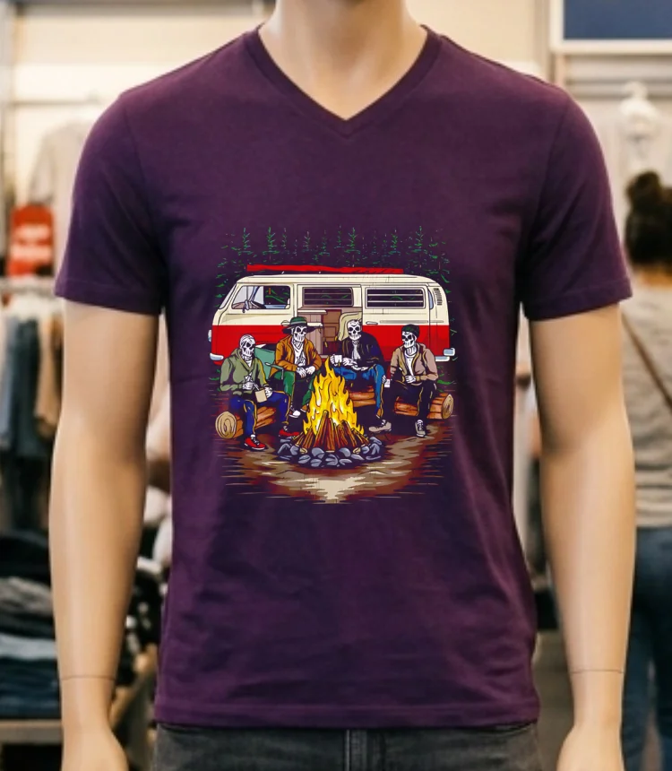 Camping Is In Tents Skeletons Shirt - purple-shirt Camping Is In Tents Skeletons Shirt Purple Shirt