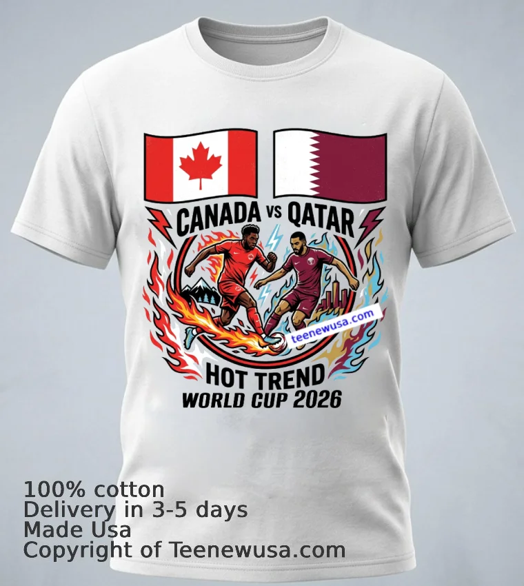 Canada Vs Qatar World Cup 2026 T Shirt - white-t-shirt 1 Canada Vs Qatar World Cup 2026 T Shirt White T Shirt 1