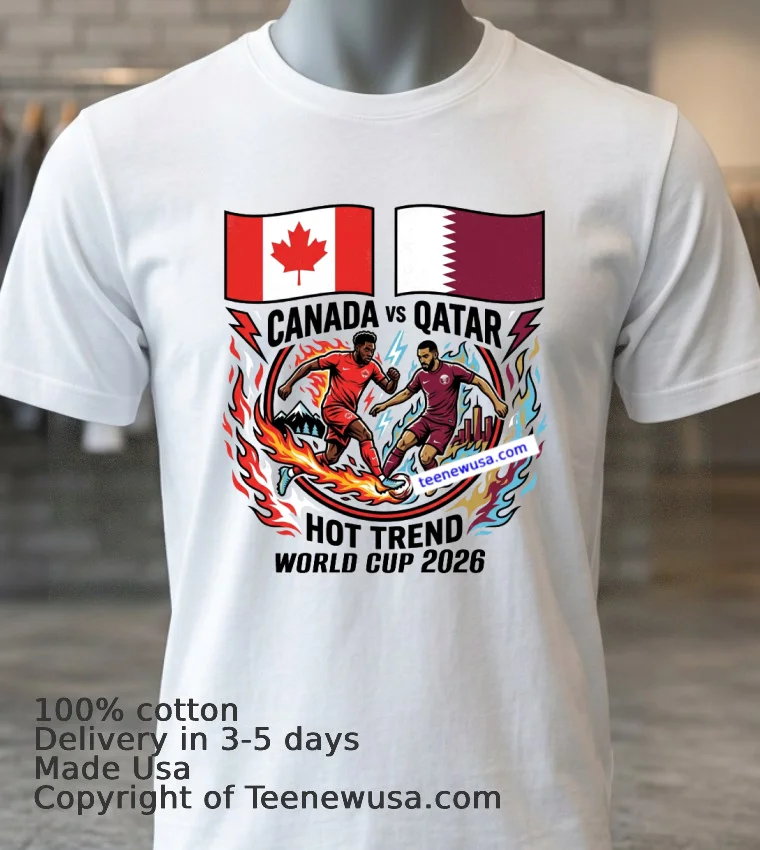 Canada Vs Qatar World Cup 2026 T Shirt - white-t-shirt 3 Canada Vs Qatar World Cup 2026 T Shirt White T Shirt 3