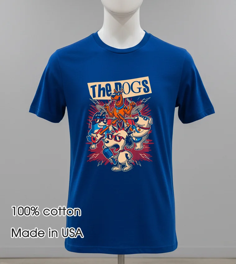 Cartoon Dog Band Retro Shirt - navy-shirt Cartoon Dog Band Retro Shirt Navy Shirt