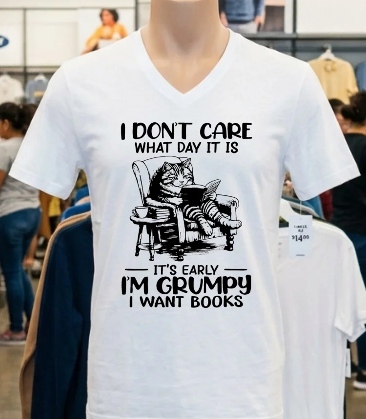 Cat I Don T Care What Day It Is It S Early I M Grumpy I Want Books Shirt - white-t-shirt Cat I Dont Care What Day It Is Its Early Im Grumpy I Want Books Shirt White T Shirt 1