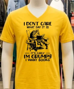 Cat I Don T Care What Day It Is It S Early I M Grumpy I Want Books Shirt