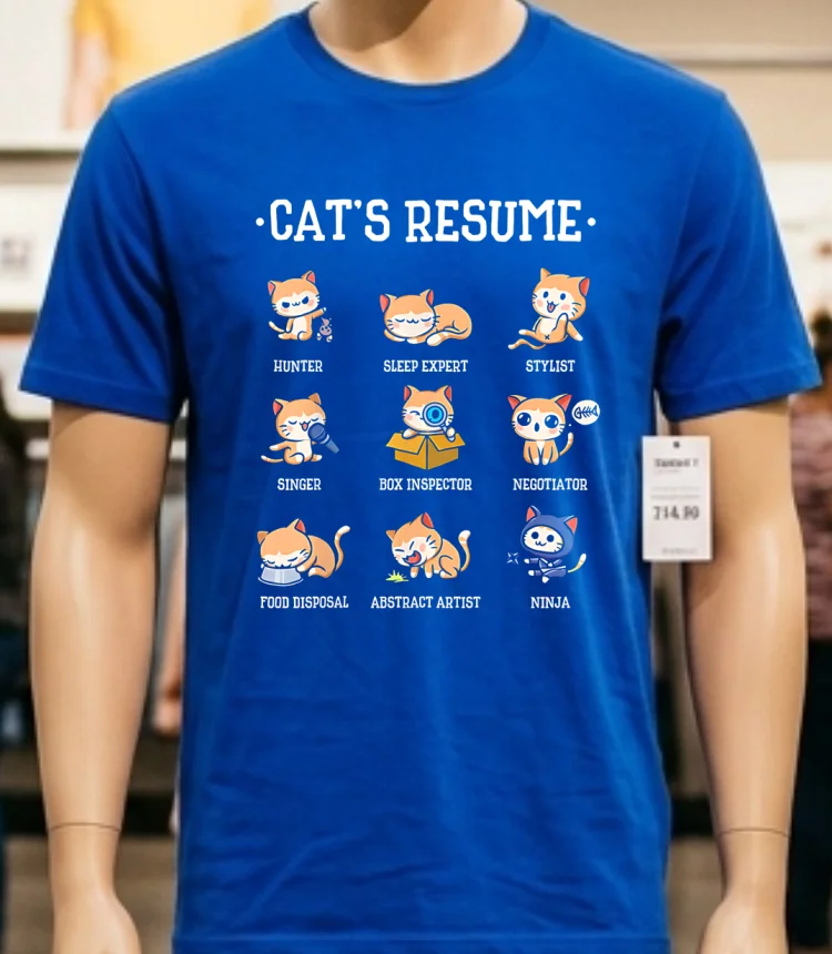 Cat S Resume Life Of A Cat Animal Shirt - blue-shirt Cats Resume Life Of A Cat Animal Shirt Blue Shirt