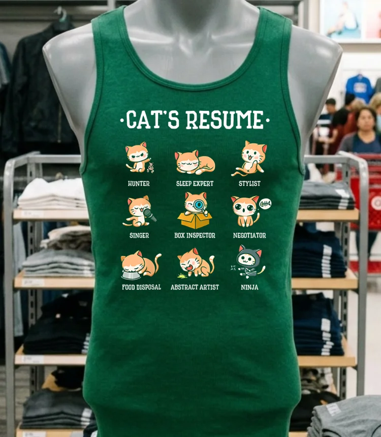Cat S Resume Life Of A Cat Animal Shirt - green-shirt Cats Resume Life Of A Cat Animal Shirt Green Shirt