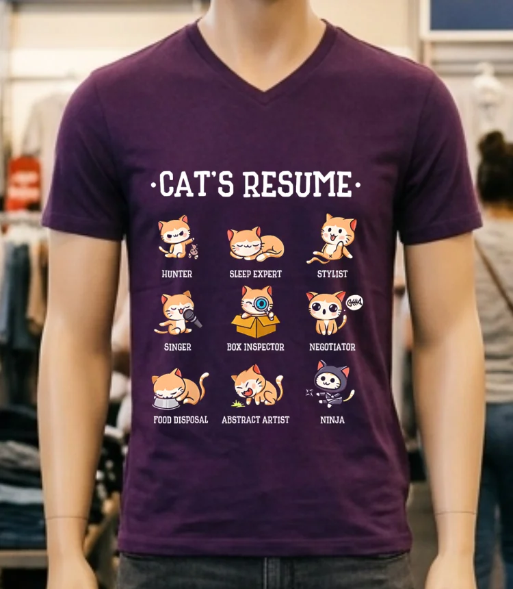 Cat S Resume Life Of A Cat Animal Shirt - purple-shirt Cats Resume Life Of A Cat Animal Shirt Purple Shirt