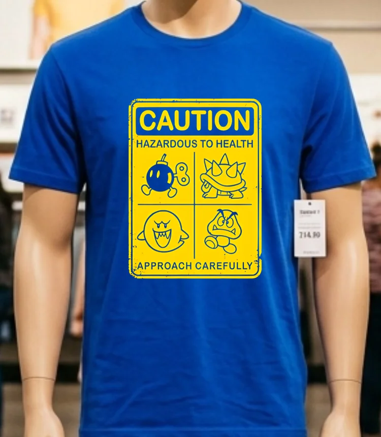 Caution Hazardous To Health Sign Shirt - blue-shirt Caution Hazardous To Health Sign Shirt Blue Shirt