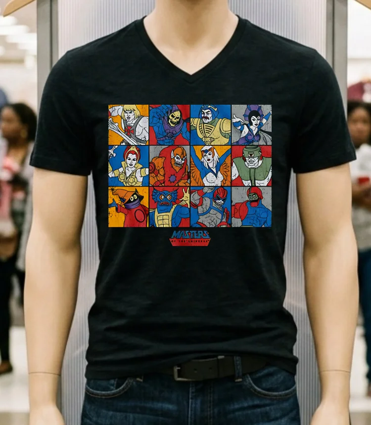 Character Panels Masters Of The Universe Retro Shirt - balck-shirt Character Panels Masters Of The Universe Retro Shirt Balck Shirt