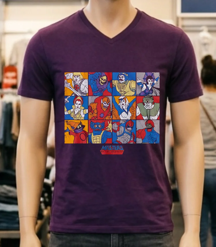 Character Panels Masters Of The Universe Retro Shirt - purple-shirt Character Panels Masters Of The Universe Retro Shirt Purple Shirt