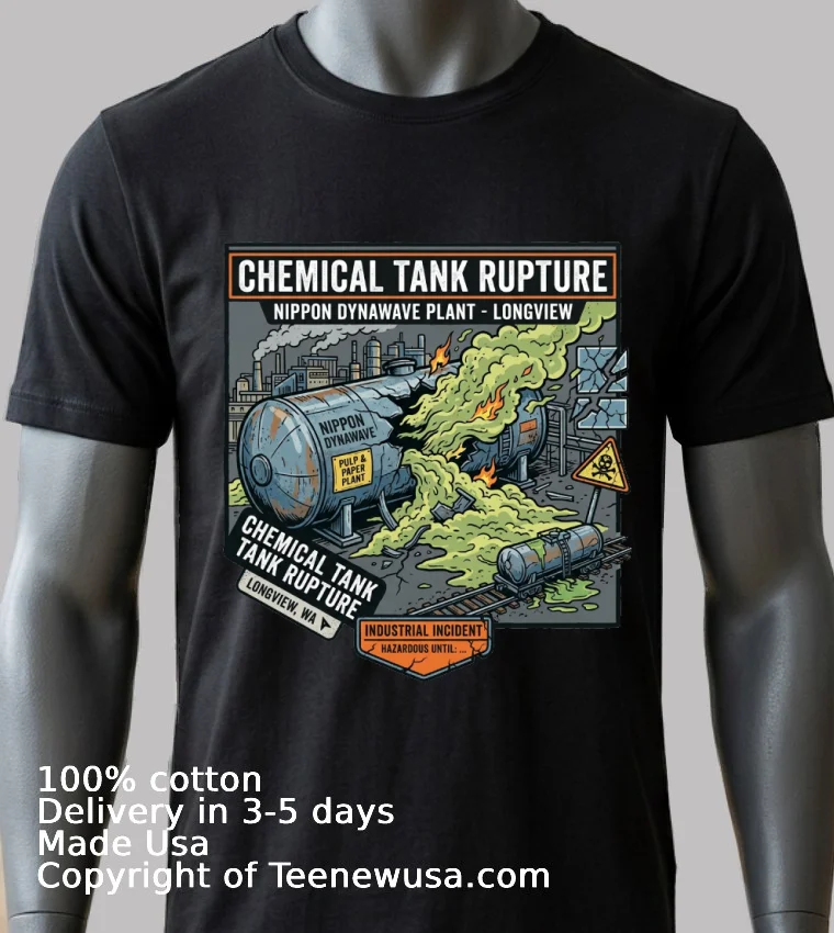Chemical Tank Rupture At Nippon Dynawave Pulp And Paper Mill In Longview T Shirt - balck-shirt 2 Chemical Tank Rupture At Nippon Dynawave Pulp And Paper Mill In Longview T Shirt Balck Shirt 2