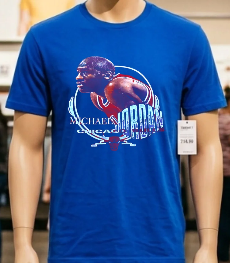 Chicago Bulls Michael Jordan Single Stitched Vintage 90S Shirt - blue-shirt Chicago Bulls Michael Jordan Single Stitched Vintage 90s Shirt Blue Shirt