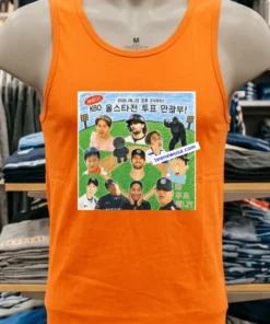 Choi Jung-hyeong's 500m race jersey and Kim Hansul's cheerleading team jersey t-shirt