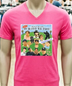 Choi Jung-hyeong's 500m race jersey and Kim Hansul's cheerleading team jersey t-shirt