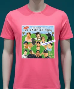 Choi Jung-hyeong's 500m race jersey and Kim Hansul's cheerleading team jersey t-shirt
