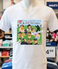 Choi Jung-hyeong's 500m race jersey and Kim Hansul's cheerleading team jersey t-shirt