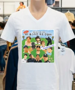 Choi Jung-hyeong's 500m race jersey and Kim Hansul's cheerleading team jersey t-shirt