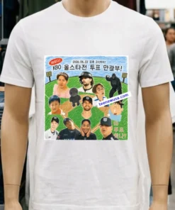 Choi Jung-hyeong's 500m race jersey and Kim Hansul's cheerleading team jersey t-shirt