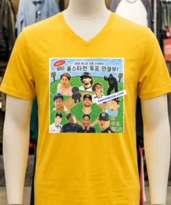 Choi Jung-hyeong's 500m race jersey and Kim Hansul's cheerleading team jersey t-shirt