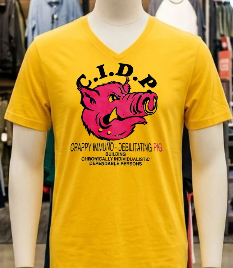 C.i.d.p Crappy Immuno Debilitating Pig Shirt - yellow-t-shirt Cidp Crappy Immuno Debilitating Pig Shirt Yellow T Shirt