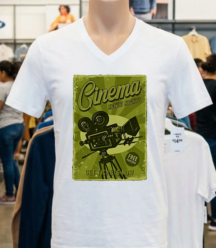 Cinema Movie Nights Get Tickets Now Vintage Shirt - white-t-shirt Cinema Movie Nights Get Tickets Now Vintage Shirt White T Shirt 1