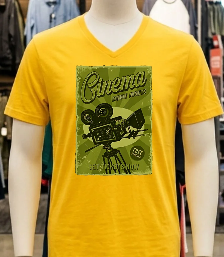 Cinema Movie Nights Get Tickets Now Vintage Shirt - yellow-t-shirt Cinema Movie Nights Get Tickets Now Vintage Shirt Yellow T Shirt