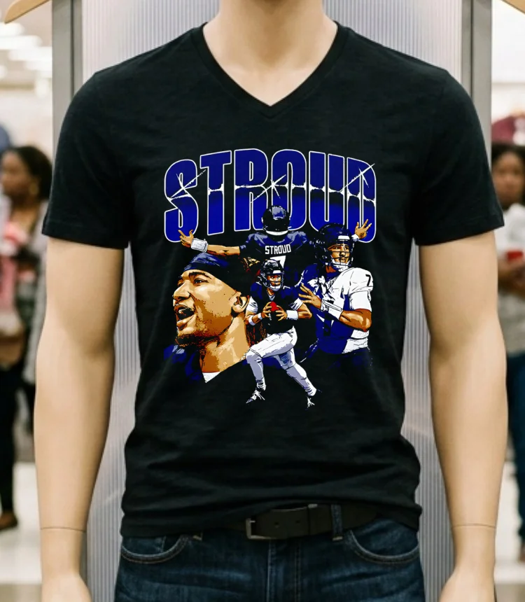 C.j. Stroud Houston Collage Graphic Retro Shirt - balck-shirt Cj Stroud Houston Collage Graphic Retro Shirt Balck Shirt 1