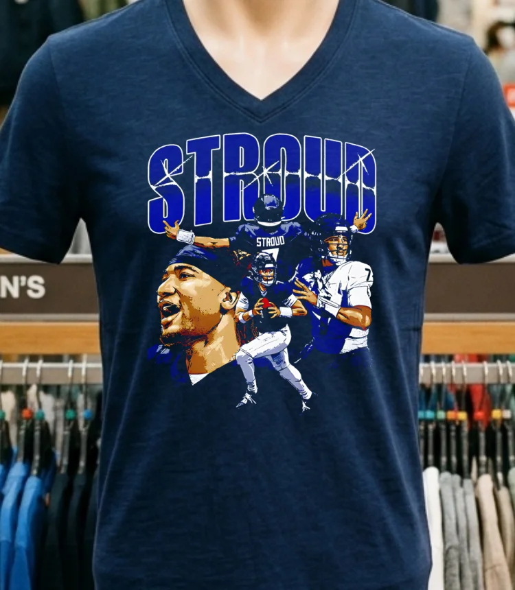 C.j. Stroud Houston Collage Graphic Retro Shirt - navy-shirt Cj Stroud Houston Collage Graphic Retro Shirt Navy Shirt 1