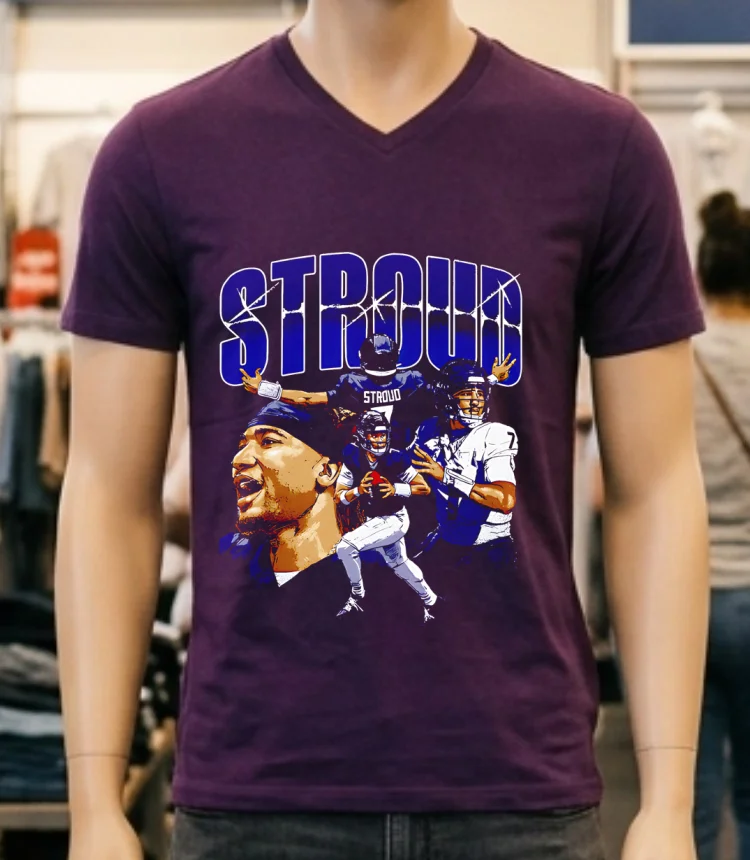 C.j. Stroud Houston Collage Graphic Retro Shirt - purple-shirt Cj Stroud Houston Collage Graphic Retro Shirt Purple Shirt