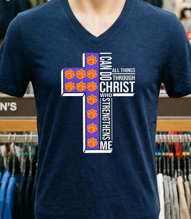 Clemson Tigers I Can Do All Things Through Christ Who Strengthens Me Shirt - navy-shirt Clemson Tigers I Can Do All Things Through Christ Who Strengthens Me Shirt Navy Shirt 1