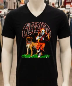 Cleveland Browns Skeleton Football Player And Dog Shirt