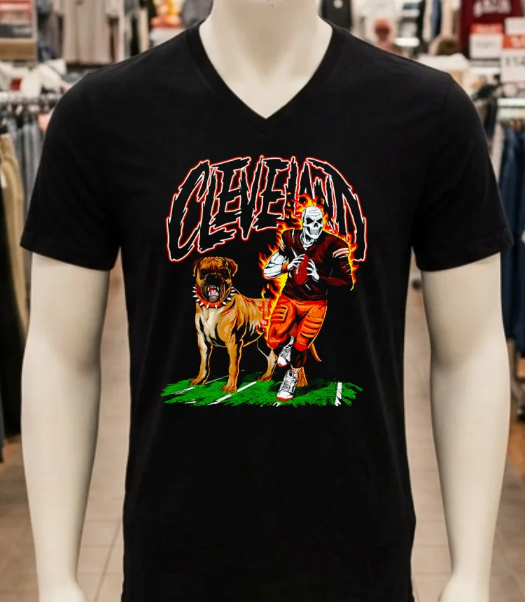 Cleveland Browns Skeleton Football Player And Dog Shirt - balck-shirt Cleveland Browns Skeleton Football Player And Dog Shirt Balck Shirt 1