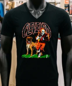 Cleveland Browns Skeleton Football Player And Dog Shirt
