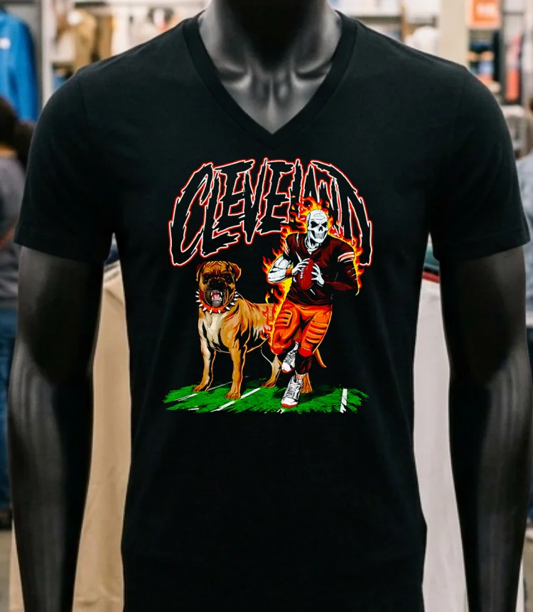 Cleveland Browns Skeleton Football Player And Dog Shirt - balck-shirt Cleveland Browns Skeleton Football Player And Dog Shirt Balck Shirt