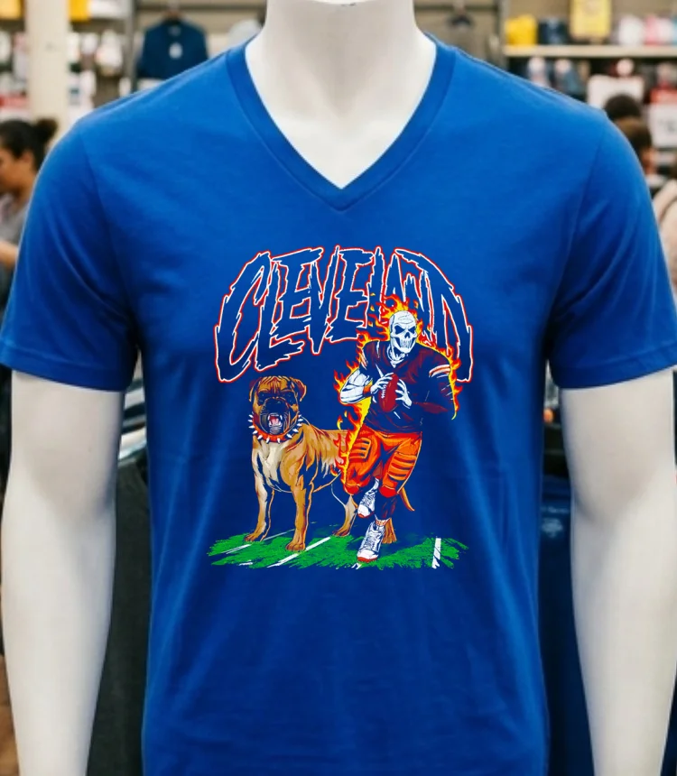 Cleveland Browns Skeleton Football Player And Dog Shirt - navy-shirt Cleveland Browns Skeleton Football Player And Dog Shirt Navy Shirt 1