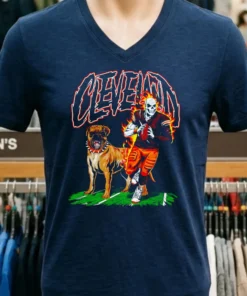 Cleveland Browns Skeleton Football Player And Dog Shirt