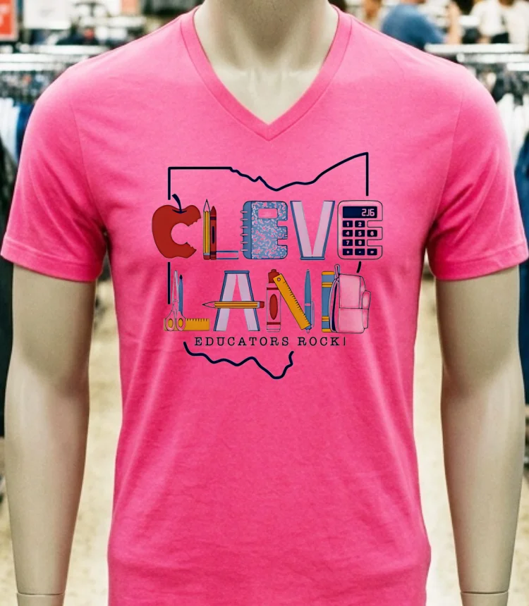 Cleveland Educators Rock Merch 2025 Shirt - pink-t-shirt Cleveland Educators Rock Merch 2025 Shirt Pink T Shirt