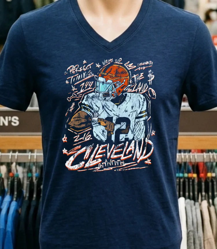 Cleveland Football Perfect Timing The Land Retro Shirt - navy-shirt Cleveland Football Perfect Timing The Land Retro Shirt Navy Shirt 1